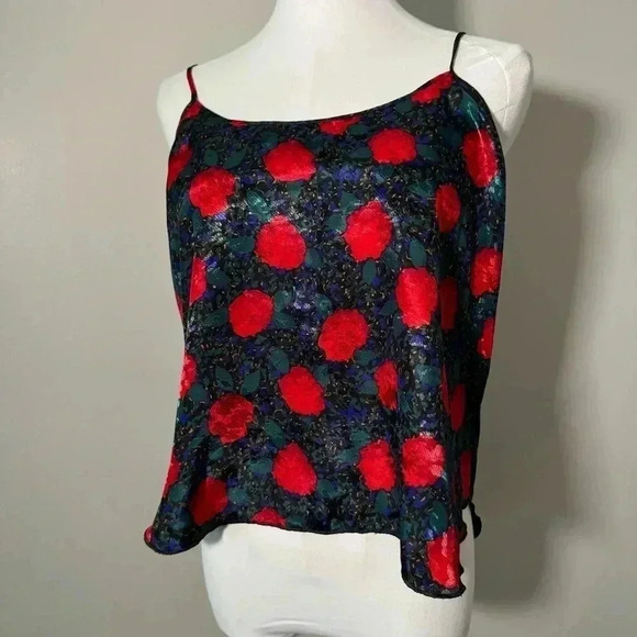Vintage red rose satin cami  M coquette goth - Picture 3 of 6